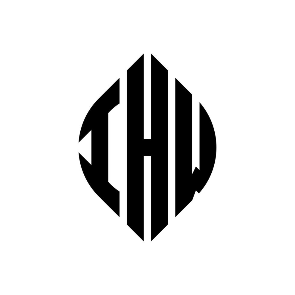 Diseño de logotipo de letra de círculo ihw con forma de círculo y elipse. ihw letras elipses con estilo tipográfico. las tres iniciales forman un logo circular. ihw círculo emblema resumen monograma letra marca vector. vector