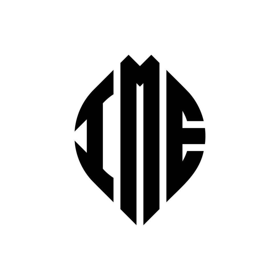 Diseño de logotipo de letra de círculo ime con forma de círculo y elipse. ime letras elipses con estilo tipográfico. las tres iniciales forman un logo circular. vector de marca de letra de monograma abstracto del emblema del círculo ime.