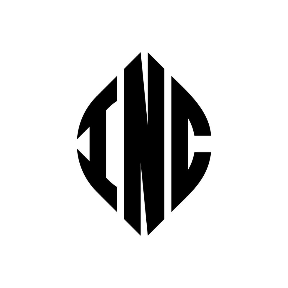 INC circle letter logo design with circle and ellipse shape. INC ellipse letters with typographic style. The three initials form a circle logo. INC Circle Emblem Abstract Monogram Letter Mark Vector. vector