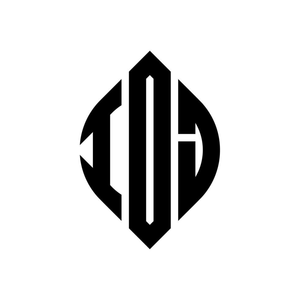 IOJ circle letter logo design with circle and ellipse shape. IOJ ellipse letters with typographic style. The three initials form a circle logo. IOJ Circle Emblem Abstract Monogram Letter Mark Vector. vector