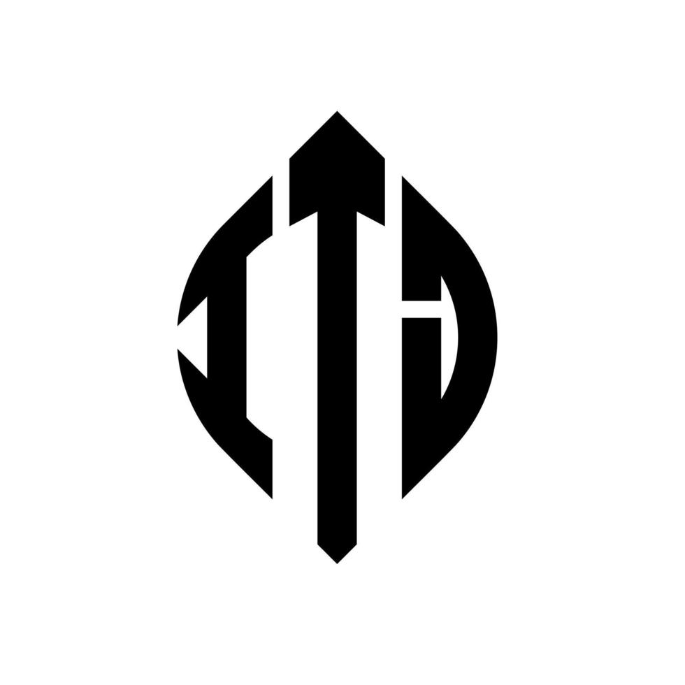 diseño de logotipo de letra de círculo itj con forma de círculo y elipse. itj letras elipses con estilo tipográfico. las tres iniciales forman un logo circular. vector de marca de letra de monograma abstracto del emblema del círculo itj.