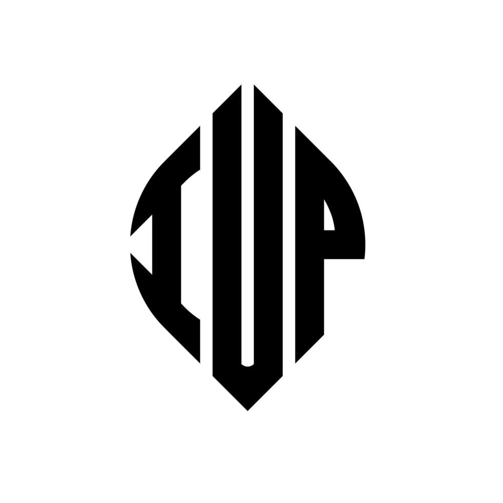 diseño de logotipo de letra de círculo iup con forma de círculo y elipse. iup letras elipses con estilo tipográfico. las tres iniciales forman un logo circular. Vector de marca de letra de monograma abstracto del emblema del círculo iup.