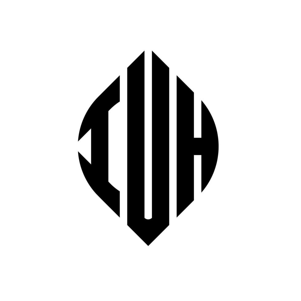 diseño de logotipo de letra circular iuh con forma de círculo y elipse. iuh letras elipses con estilo tipográfico. las tres iniciales forman un logo circular. vector de marca de letra de monograma abstracto del emblema del círculo iuh.