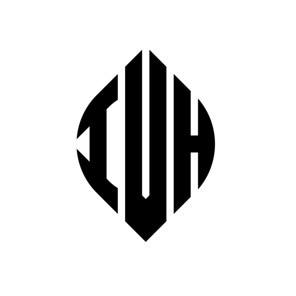 diseño de logotipo de letra circular ivh con forma de círculo y elipse. ivh letras elipses con estilo tipográfico. las tres iniciales forman un logo circular. ivh círculo emblema resumen monograma letra marca vector. vector