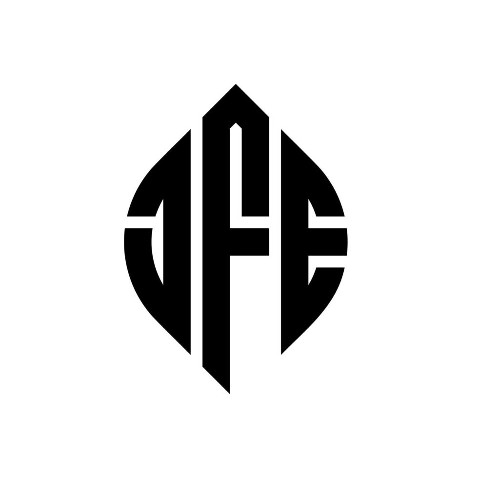 diseño de logotipo de letra de círculo jfe con forma de círculo y elipse. Letras de elipse jfe con estilo tipográfico. las tres iniciales forman un logo circular. vector de marca de letra de monograma abstracto del emblema del círculo jfe.