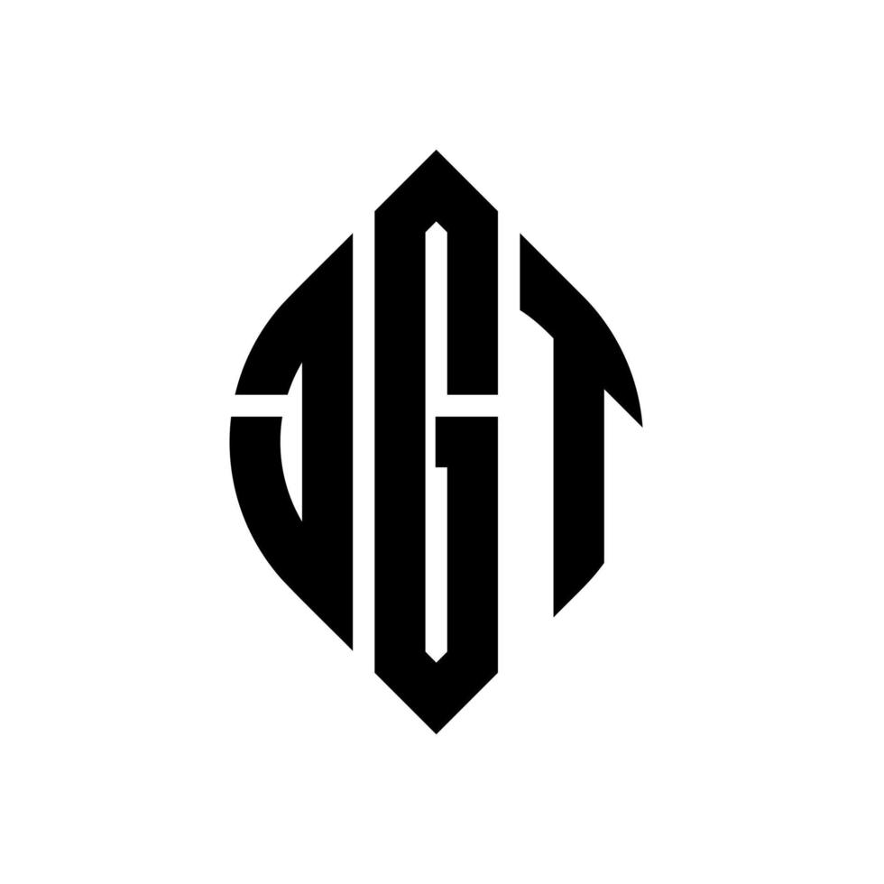 diseño de logotipo de letra de círculo jgt con forma de círculo y elipse. jgt letras elipses con estilo tipográfico. las tres iniciales forman un logo circular. vector de marca de letra de monograma abstracto del emblema del círculo jgt.
