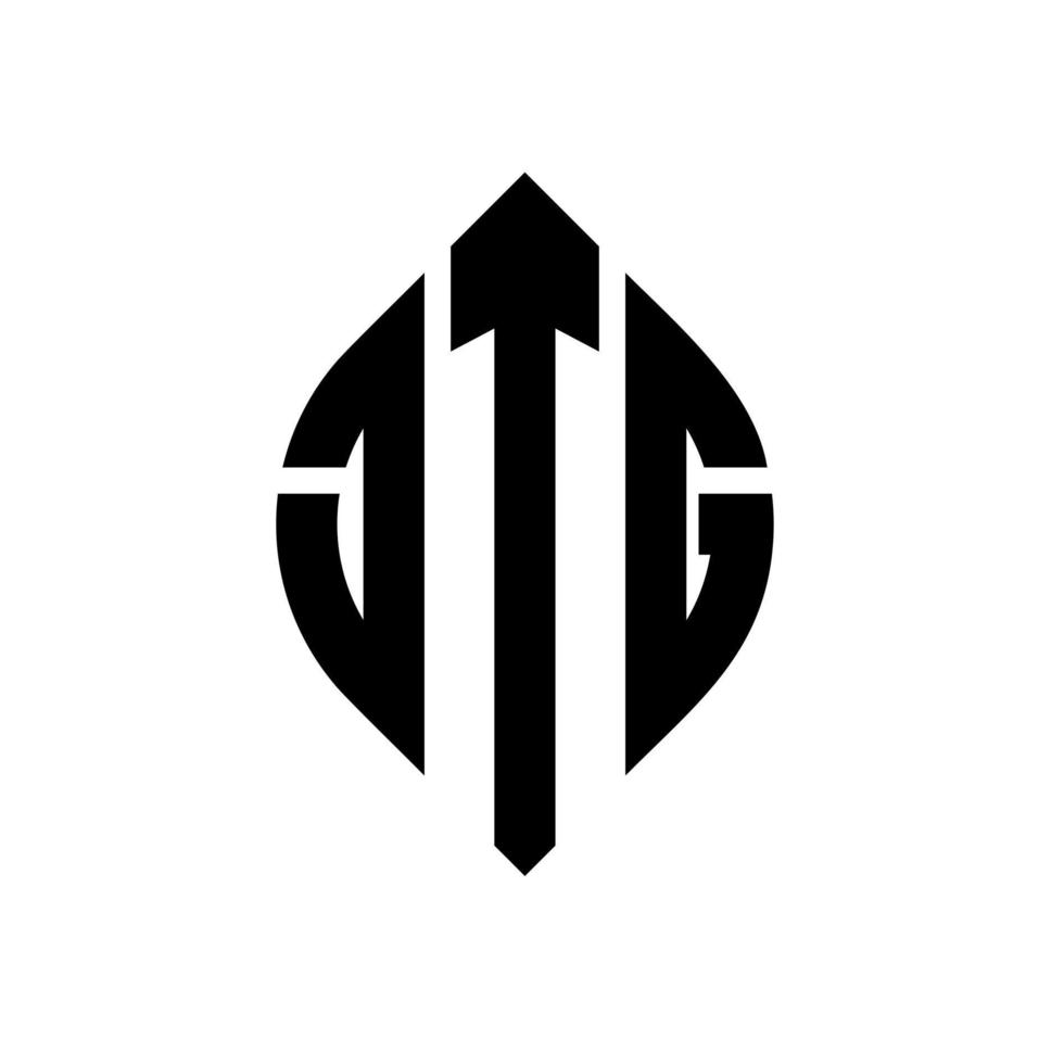 JTG circle letter logo design with circle and ellipse shape. JTG ellipse letters with typographic style. The three initials form a circle logo. JTG Circle Emblem Abstract Monogram Letter Mark Vector. vector