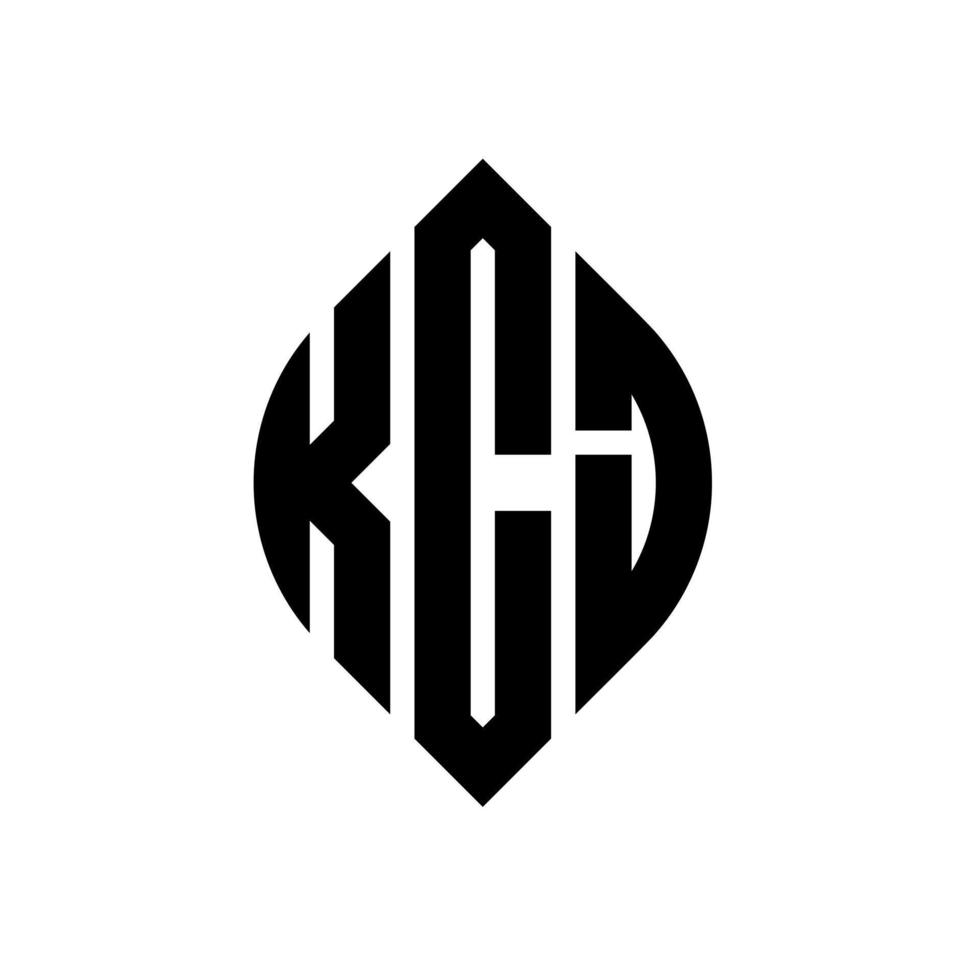 KCJ circle letter logo design with circle and ellipse shape. KCJ ellipse letters with typographic style. The three initials form a circle logo. KCJ Circle Emblem Abstract Monogram Letter Mark Vector. vector