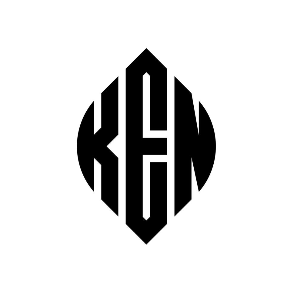 diseño del logotipo de la letra del círculo ken con forma de círculo y elipse. ken letras elipses con estilo tipográfico. las tres iniciales forman un logo circular. ken círculo emblema resumen monograma letra marca vector. vector