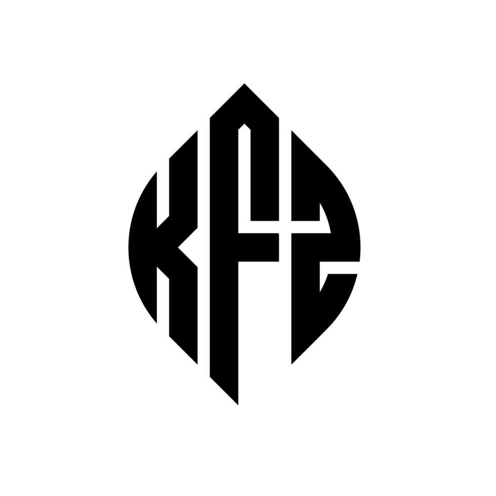diseño de logotipo de letra circular kfz con forma de círculo y elipse. kfz letras elipses con estilo tipográfico. las tres iniciales forman un logo circular. vector de marca de letra de monograma abstracto del emblema del círculo kfz.
