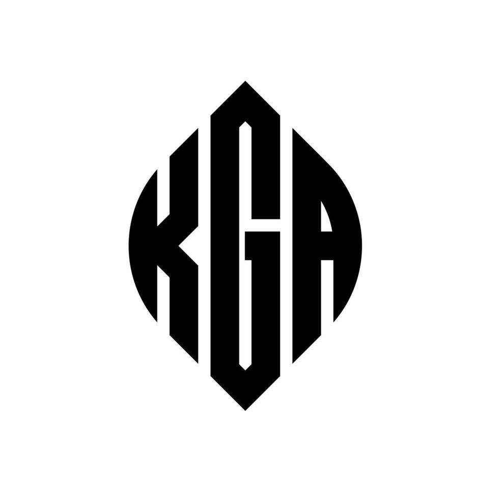 KGA circle letter logo design with circle and ellipse shape. KGA ellipse letters with typographic style. The three initials form a circle logo. KGA Circle Emblem Abstract Monogram Letter Mark Vector. vector