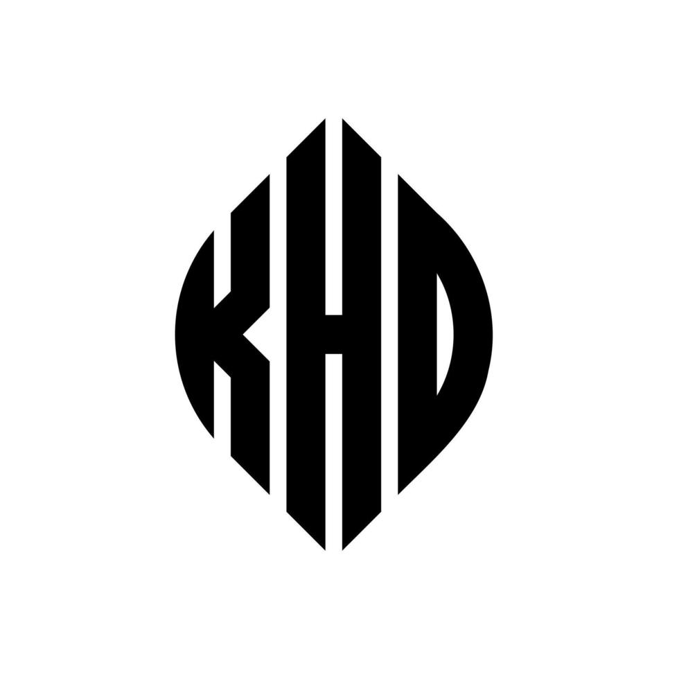 diseño de logotipo de letra de círculo khd con forma de círculo y elipse. letras de elipse khd con estilo tipográfico. las tres iniciales forman un logo circular. vector de marca de letra de monograma abstracto del emblema del círculo khd.