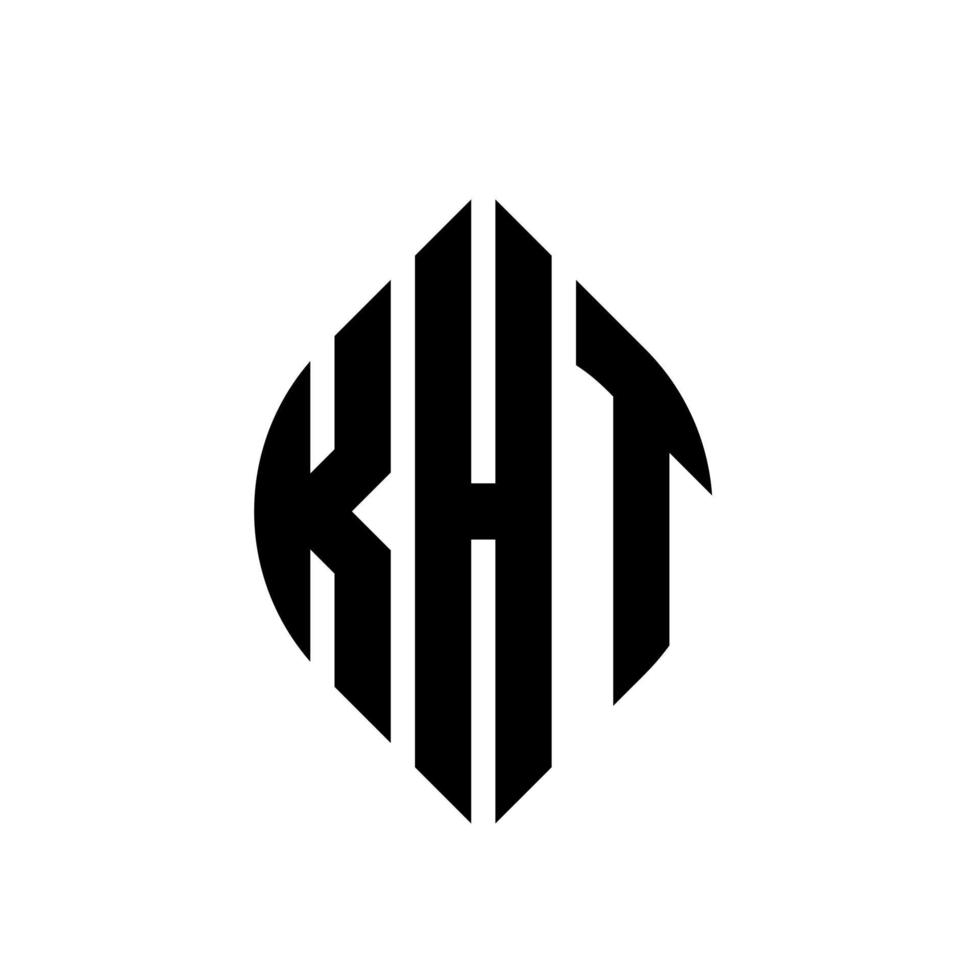 diseño de logotipo de letra de círculo kht con forma de círculo y elipse. letras elipses kht con estilo tipográfico. las tres iniciales forman un logo circular. vector de marca de letra de monograma abstracto del emblema del círculo kht.
