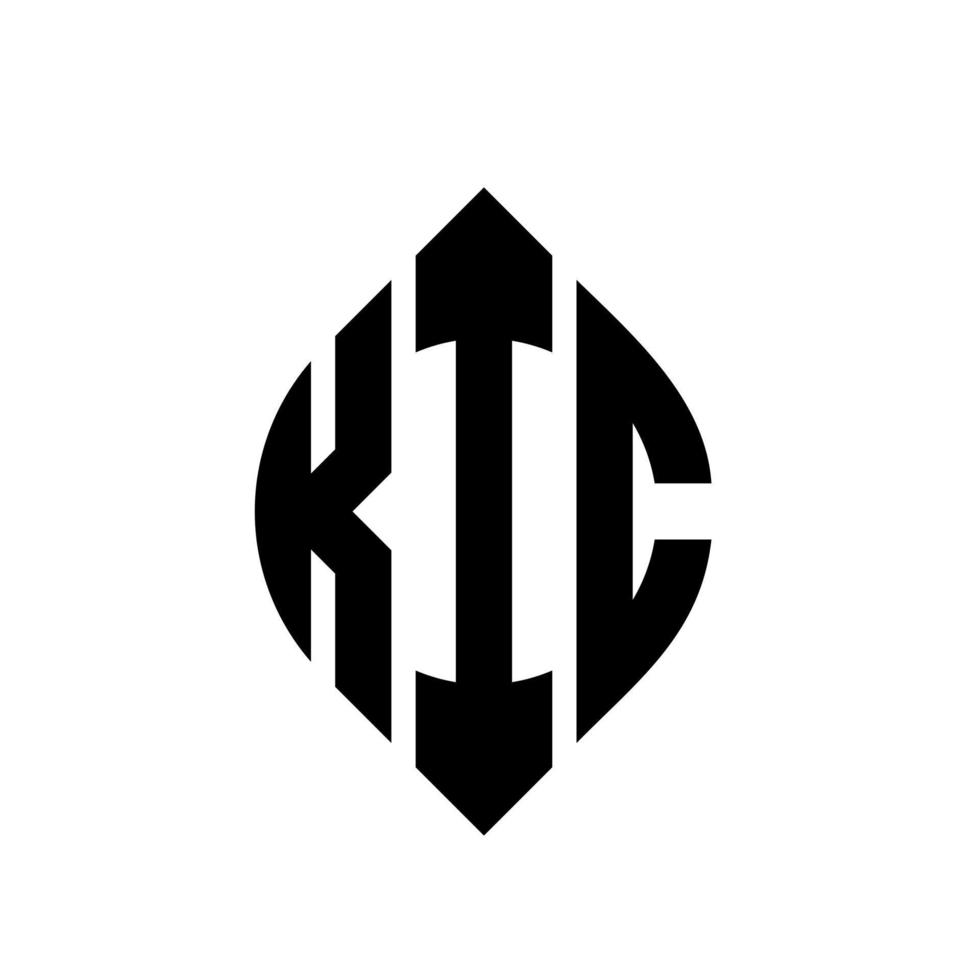 diseño de logotipo de letra de círculo kic con forma de círculo y elipse. letras de elipse kic con estilo tipográfico. las tres iniciales forman un logo circular. vector de marca de letra de monograma abstracto del emblema del círculo kic.