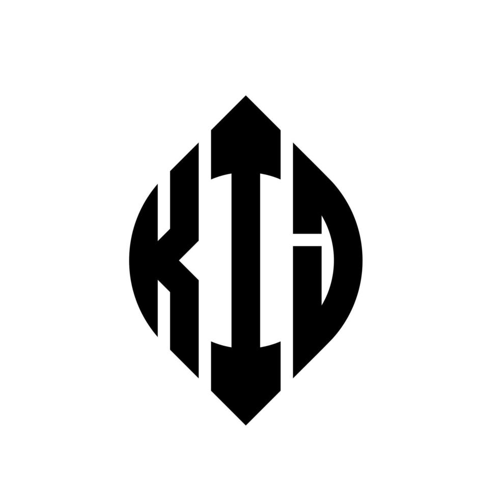diseño de logotipo de letra de círculo kij con forma de círculo y elipse. kij letras elipses con estilo tipográfico. las tres iniciales forman un logo circular. vector de marca de letra de monograma abstracto del emblema del círculo kij.