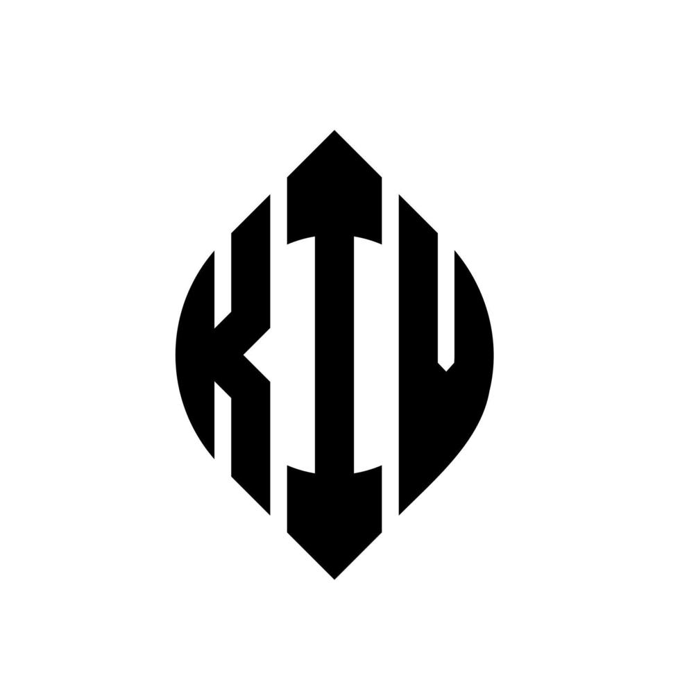 diseño de logotipo de letra de círculo kiv con forma de círculo y elipse. kiv letras elipses con estilo tipográfico. las tres iniciales forman un logo circular. vector de marca de letra de monograma abstracto del emblema del círculo kiv.
