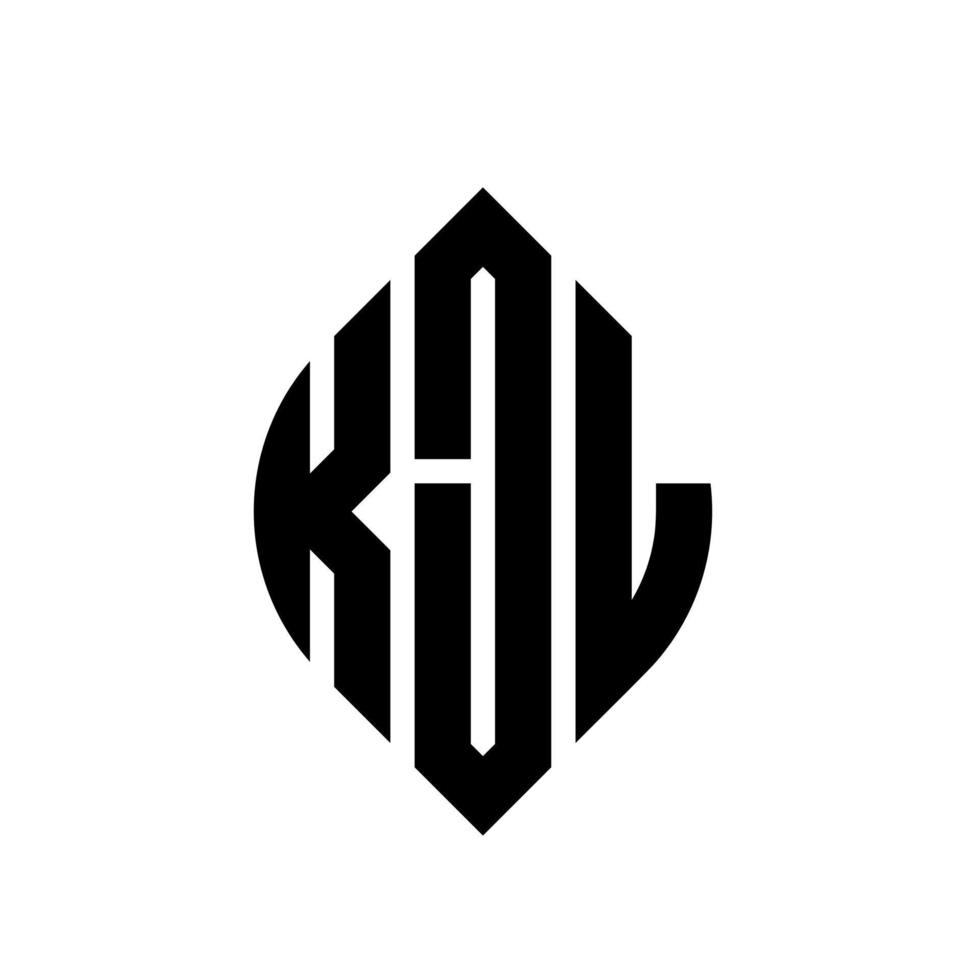 diseño de logotipo de letra de círculo kjl con forma de círculo y elipse. kjl letras elipses con estilo tipográfico. las tres iniciales forman un logo circular. vector de marca de letra de monograma abstracto del emblema del círculo kjl.
