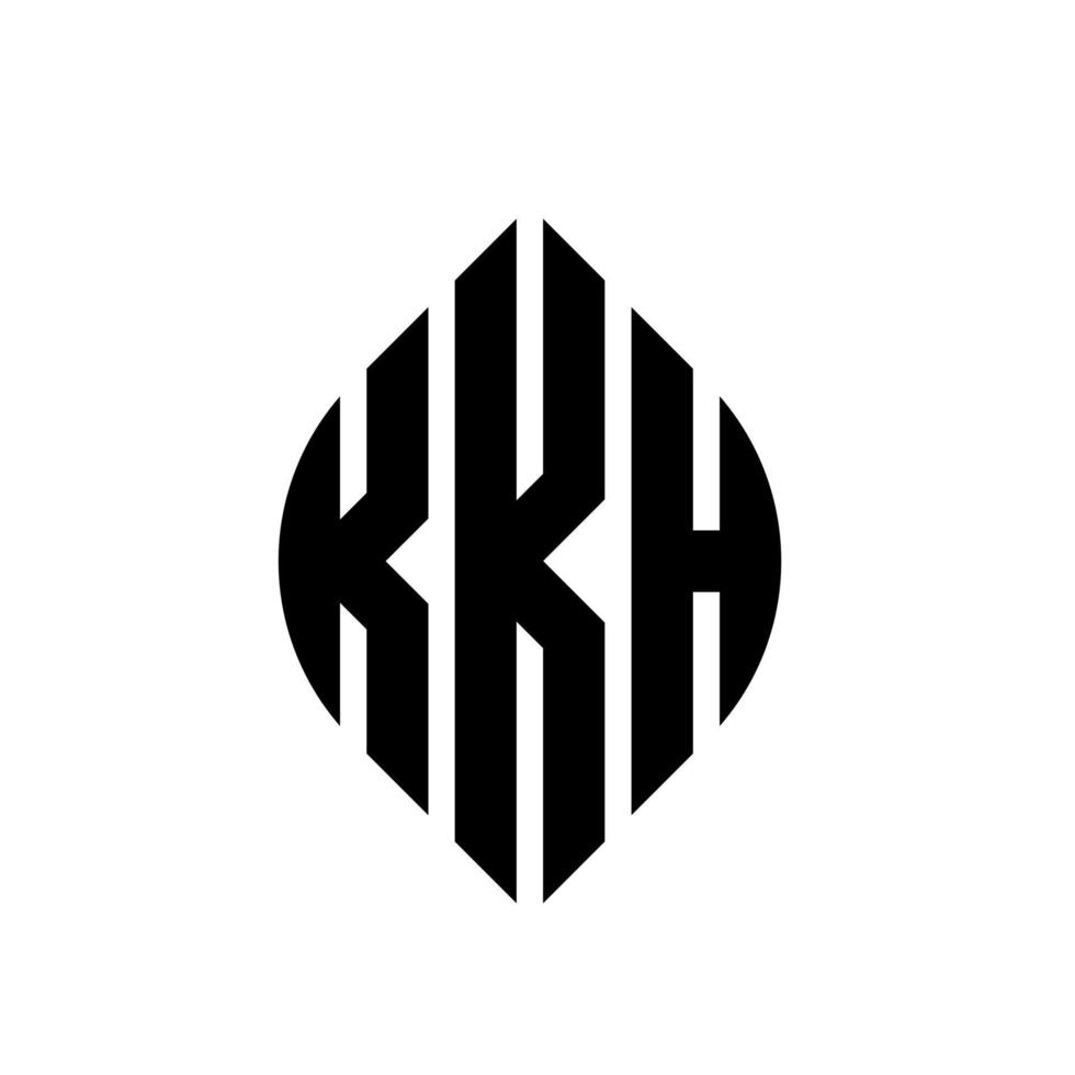 KKH circle letter logo design with circle and ellipse shape. KKH ellipse letters with typographic style. The three initials form a circle logo. KKH Circle Emblem Abstract Monogram Letter Mark Vector. vector