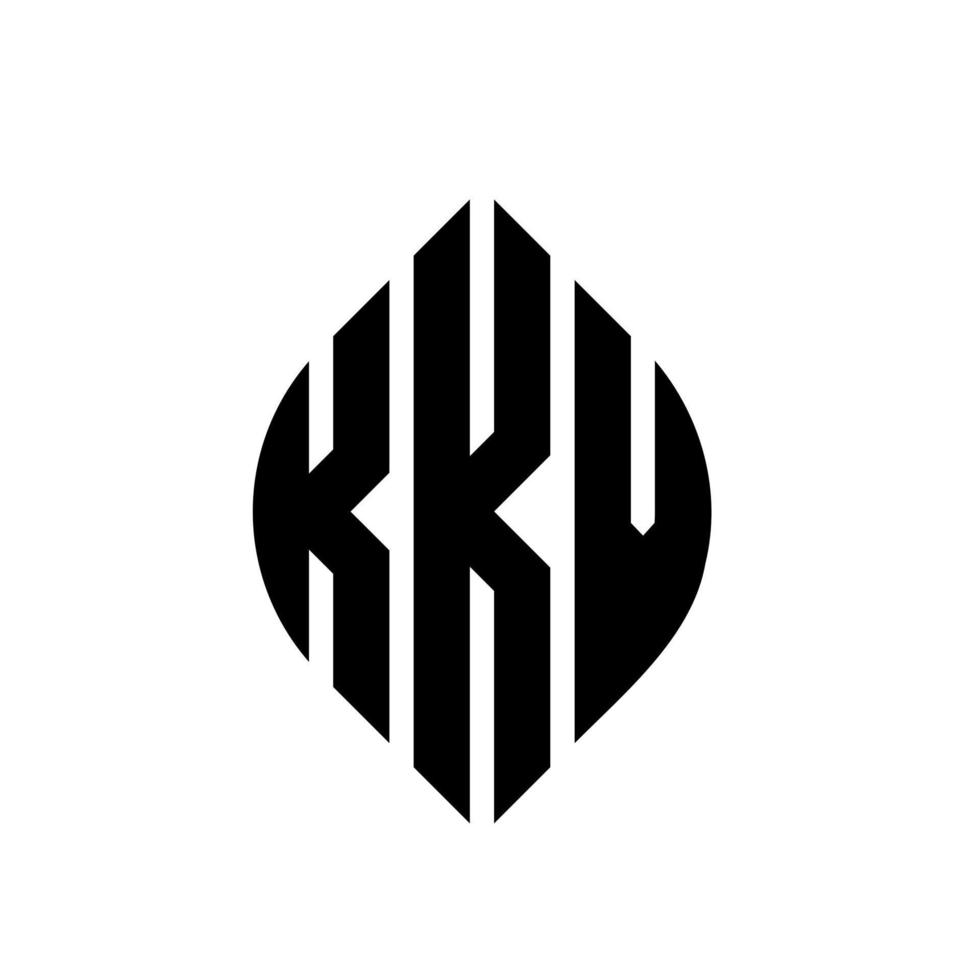 KKV circle letter logo design with circle and ellipse shape. KKV ellipse letters with typographic style. The three initials form a circle logo. KKV Circle Emblem Abstract Monogram Letter Mark Vector. vector