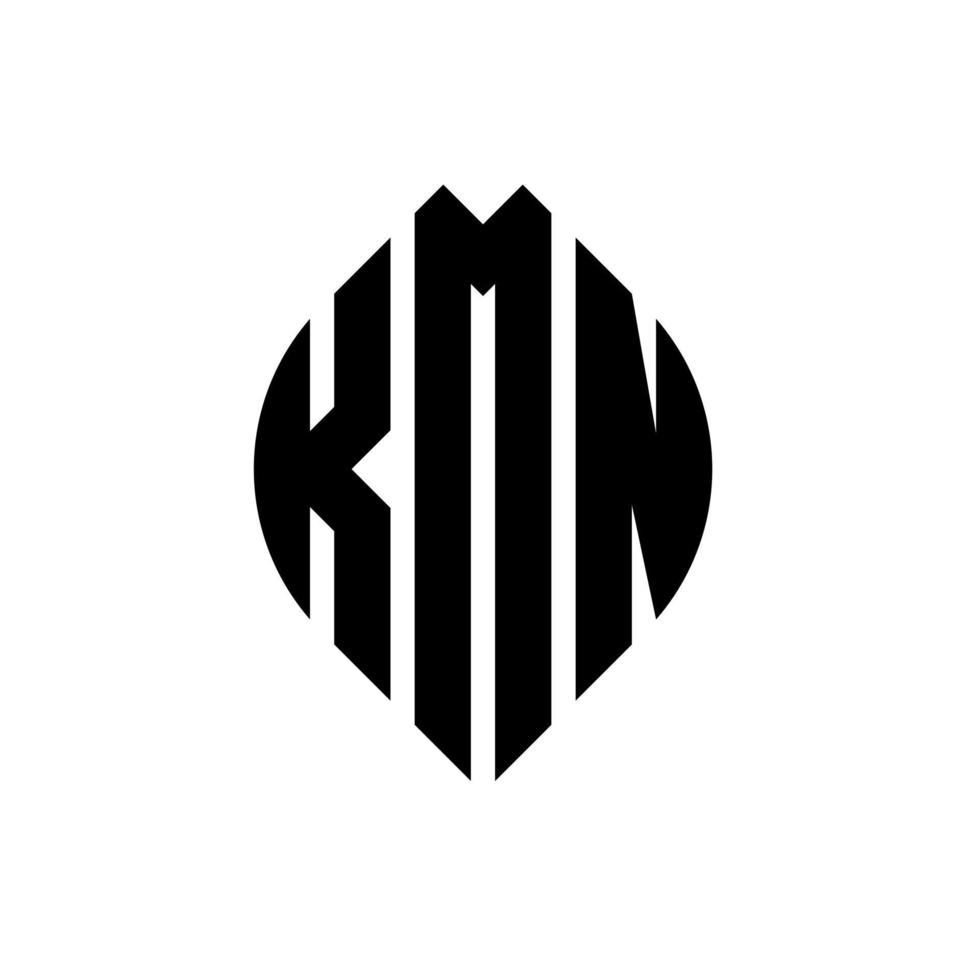 KMN circle letter logo design with circle and ellipse shape. KMN ellipse letters with typographic style. The three initials form a circle logo. KMN Circle Emblem Abstract Monogram Letter Mark Vector. vector