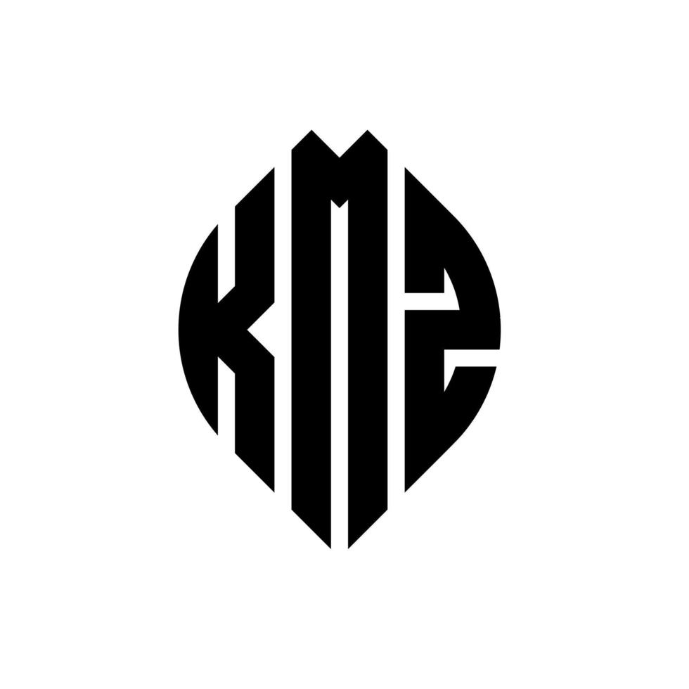 KMZ circle letter logo design with circle and ellipse shape. KMZ ellipse letters with typographic style. The three initials form a circle logo. KMZ Circle Emblem Abstract Monogram Letter Mark Vector. vector