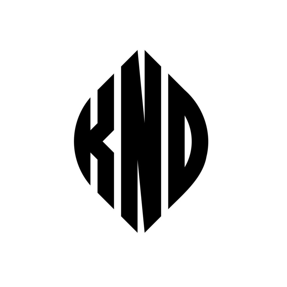 diseño de logotipo de letra de círculo knd con forma de círculo y elipse. knd letras elipses con estilo tipográfico. las tres iniciales forman un logo circular. vector de marca de letra de monograma abstracto del emblema del círculo knd.