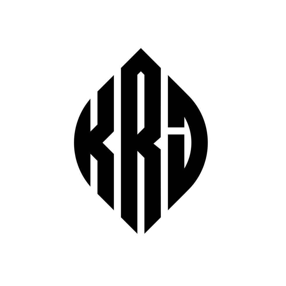 diseño de logotipo de letra de círculo krj con forma de círculo y elipse. krj letras elipses con estilo tipográfico. las tres iniciales forman un logo circular. vector de marca de letra de monograma abstracto del emblema del círculo krj.