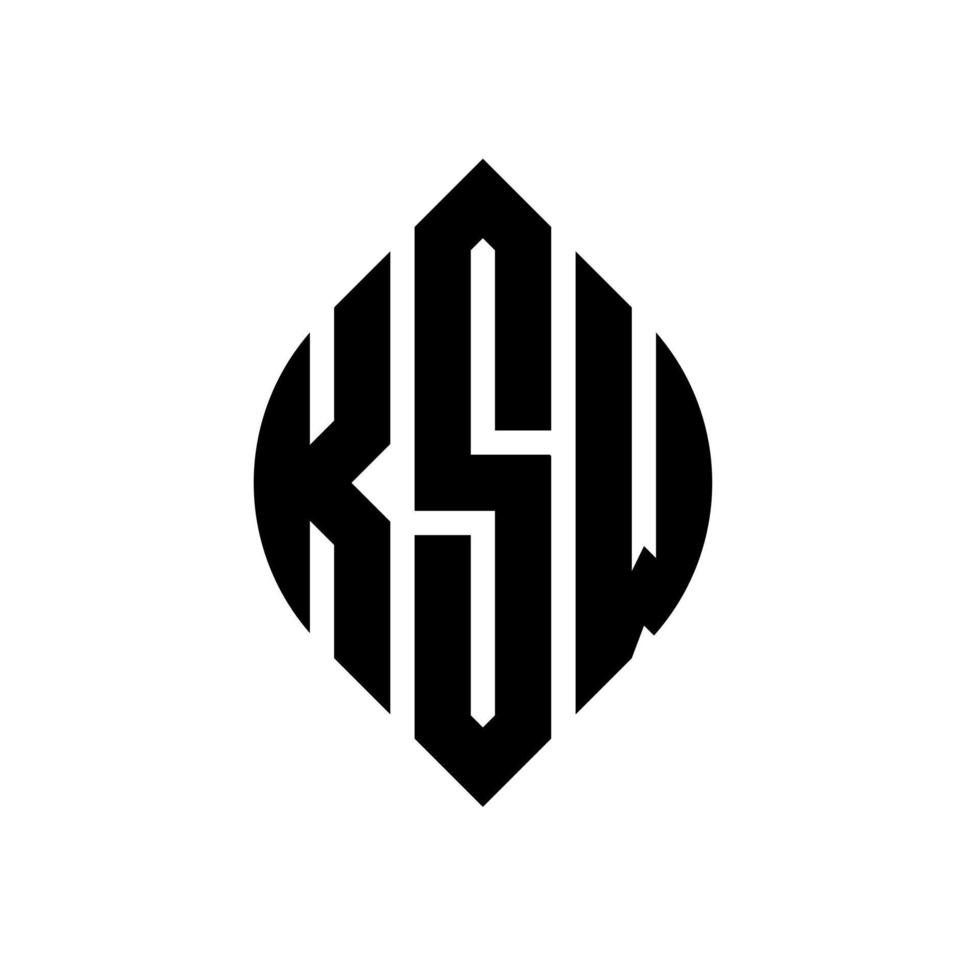 KSW circle letter logo design with circle and ellipse shape. KSW ellipse letters with typographic style. The three initials form a circle logo. KSW Circle Emblem Abstract Monogram Letter Mark Vector. vector