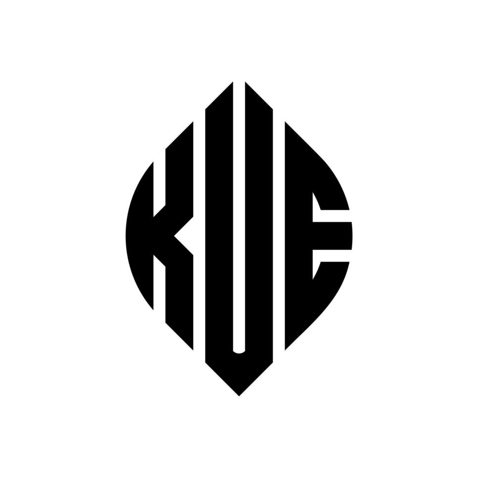 diseño de logotipo de letra de círculo kue con forma de círculo y elipse. kue elipse letras con estilo tipográfico. las tres iniciales forman un logo circular. vector de marca de letra de monograma abstracto del emblema del círculo kue.
