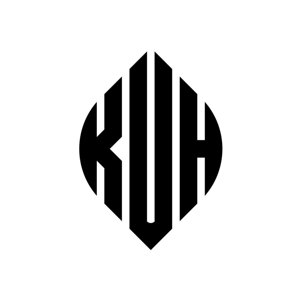 diseño de logotipo de letra de círculo kuh con forma de círculo y elipse. kuh letras elipses con estilo tipográfico. las tres iniciales forman un logo circular. kuh círculo emblema resumen monograma letra marca vector. vector