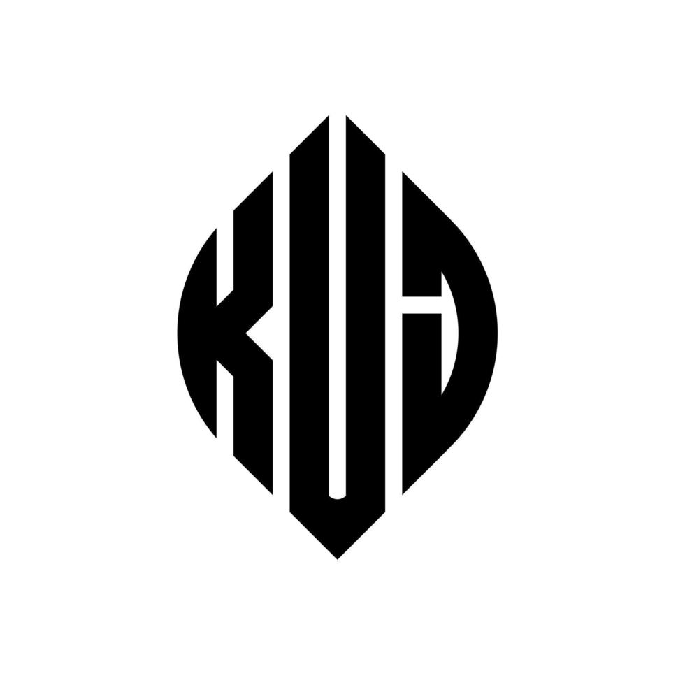 diseño de logotipo de letra de círculo kuj con forma de círculo y elipse. letras de elipse kuj con estilo tipográfico. las tres iniciales forman un logo circular. vector de marca de letra de monograma abstracto del emblema del círculo kuj.