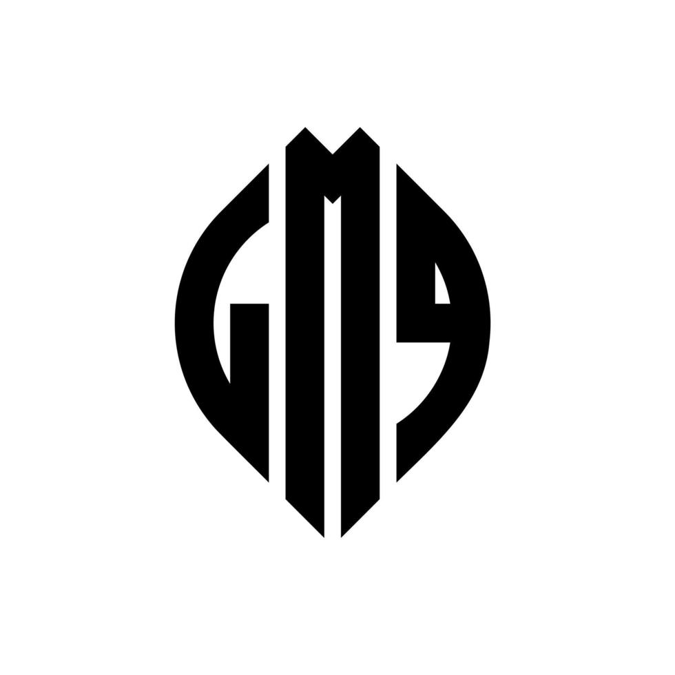 Diseño de logotipo de letra de círculo lmq con forma de círculo y elipse. lmq letras elipses con estilo tipográfico. las tres iniciales forman un logo circular. Vector de marca de letra de monograma abstracto de emblema de círculo lmq.