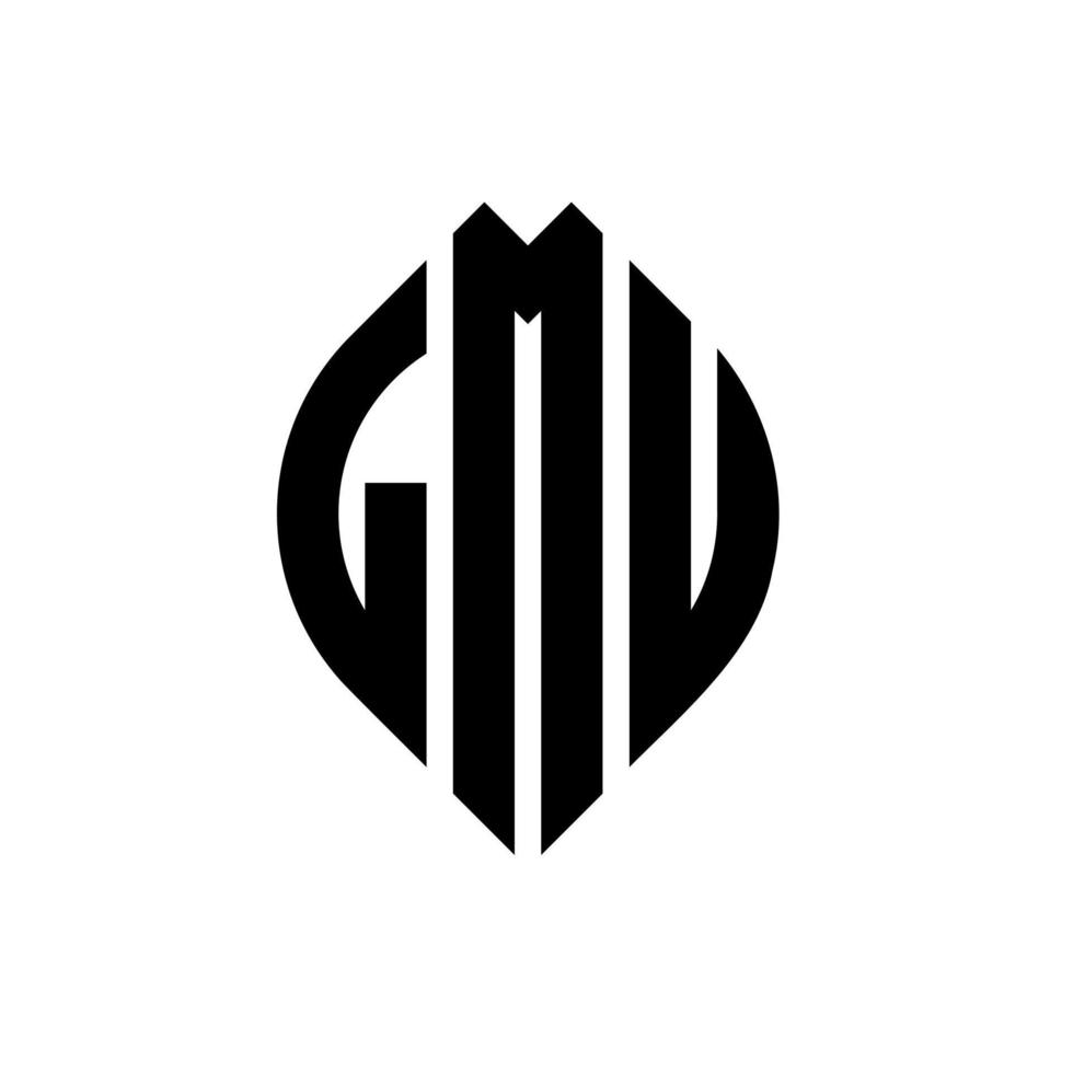 Diseño de logotipo de letra de círculo lmu con forma de círculo y elipse. Letras de elipse lmu con estilo tipográfico. las tres iniciales forman un logo circular. vector de marca de letra de monograma abstracto del emblema del círculo de lmu.