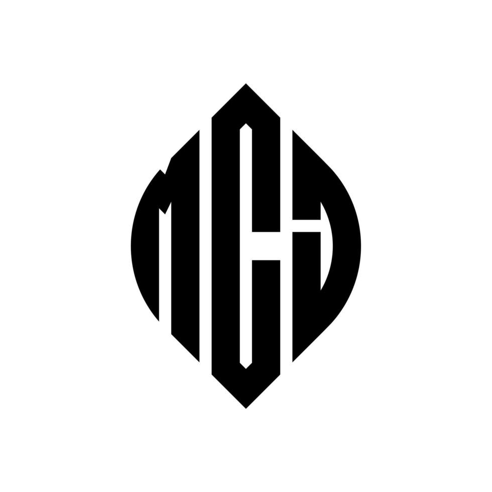 diseño de logotipo de letra de círculo mcj con forma de círculo y elipse. letras de elipse mcj con estilo tipográfico. las tres iniciales forman un logo circular. vector de marca de letra de monograma abstracto del emblema del círculo mcj.