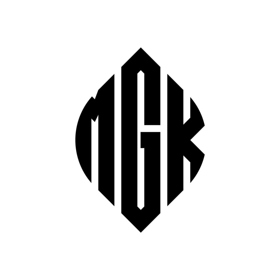 diseño de logotipo de letra de círculo mgk con forma de círculo y elipse. mgk letras elipses con estilo tipográfico. las tres iniciales forman un logo circular. vector de marca de letra de monograma abstracto del emblema del círculo mgk.