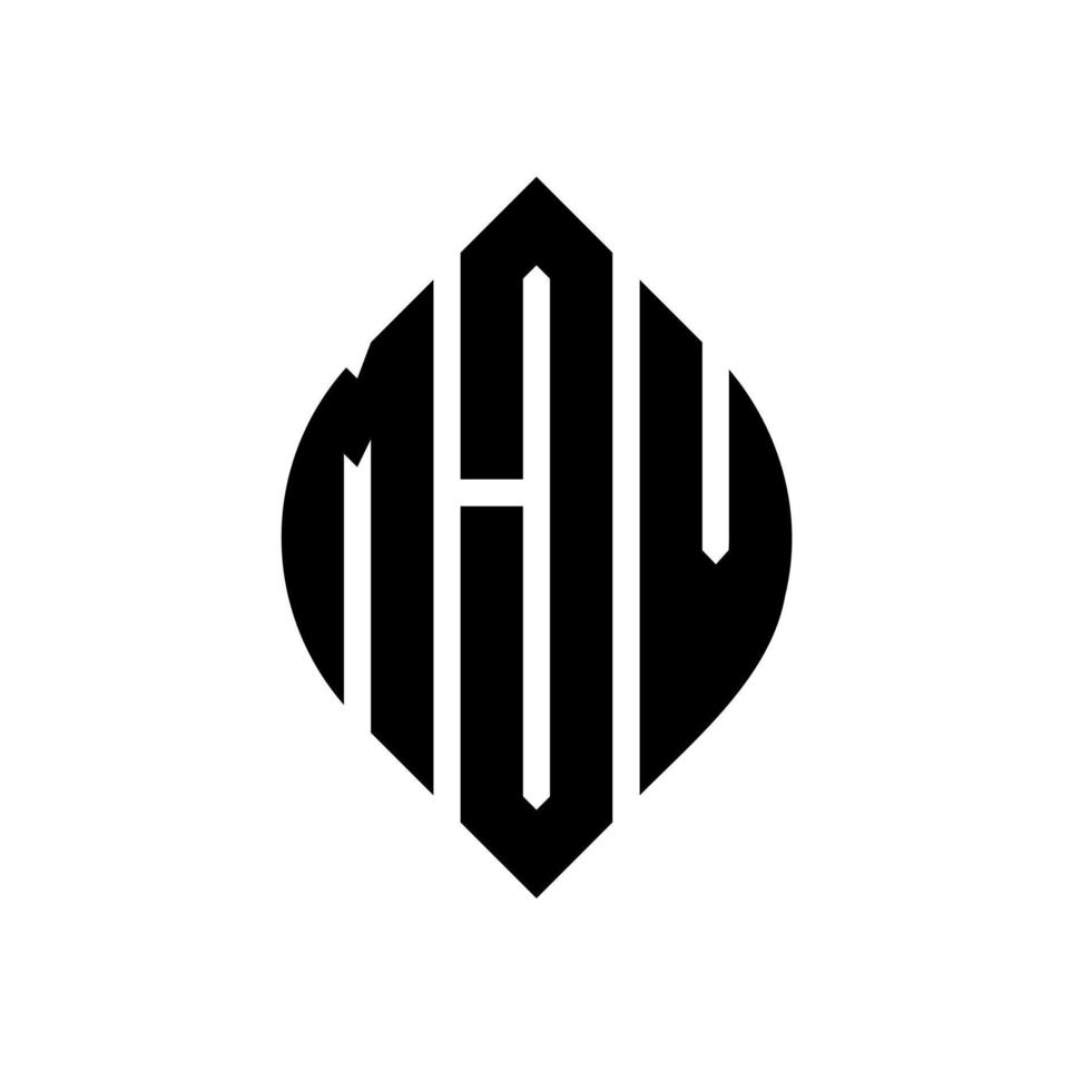 diseño de logotipo de letra de círculo mjv con forma de círculo y elipse. mjv letras elipses con estilo tipográfico. las tres iniciales forman un logo circular. vector de marca de letra de monograma abstracto del emblema del círculo mjv.