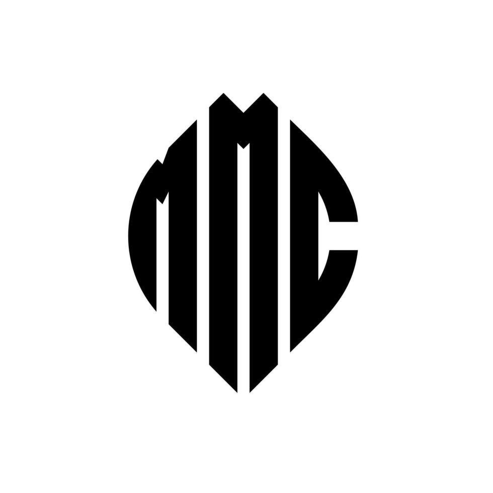 diseño de logotipo de letra de círculo mmc con forma de círculo y elipse. Letras de elipse mmc con estilo tipográfico. las tres iniciales forman un logo circular. vector de marca de letra de monograma abstracto del emblema del círculo mmc.