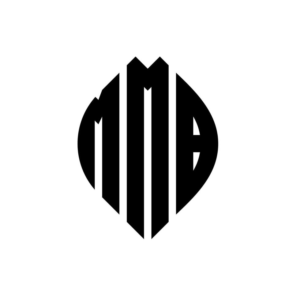 diseño de logotipo de letra de círculo mmb con forma de círculo y elipse. mmb letras elipses con estilo tipográfico. las tres iniciales forman un logo circular. vector de marca de letra de monograma abstracto de emblema de círculo mmb.