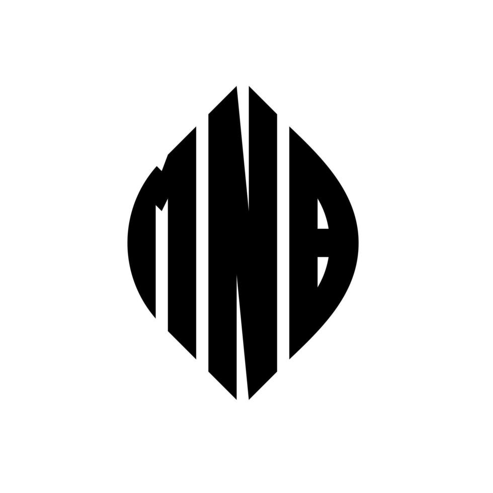 MNB circle letter logo design with circle and ellipse shape. MNB ellipse letters with typographic style. The three initials form a circle logo. MNB Circle Emblem Abstract Monogram Letter Mark Vector. vector