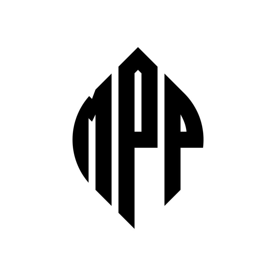 diseño de logotipo de letra de círculo mpp con forma de círculo y elipse. Letras de elipse mpp con estilo tipográfico. las tres iniciales forman un logo circular. vector de marca de letra de monograma abstracto del emblema del círculo mpp.
