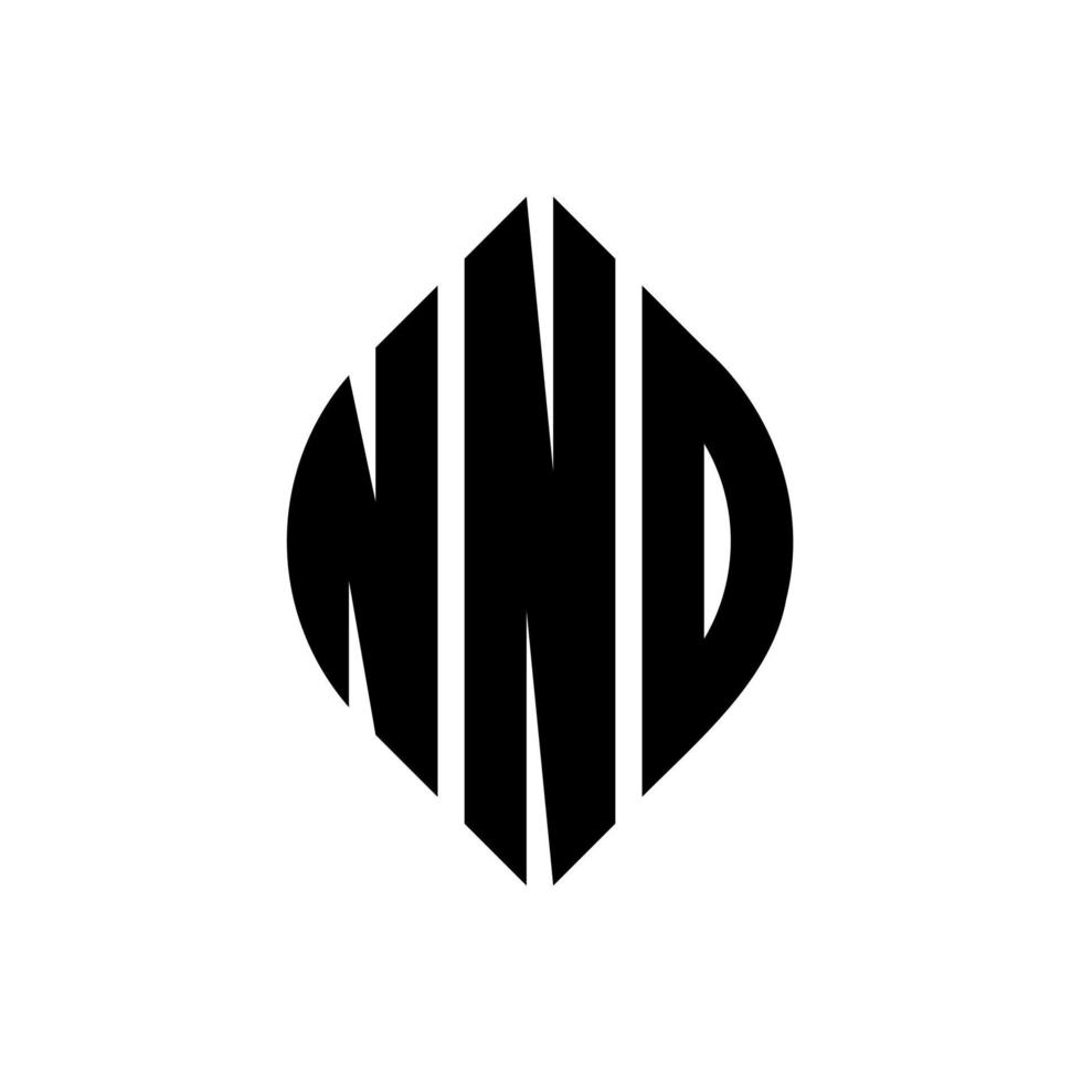 NND circle letter logo design with circle and ellipse shape. NND ellipse letters with typographic style. The three initials form a circle logo. NND Circle Emblem Abstract Monogram Letter Mark Vector. vector