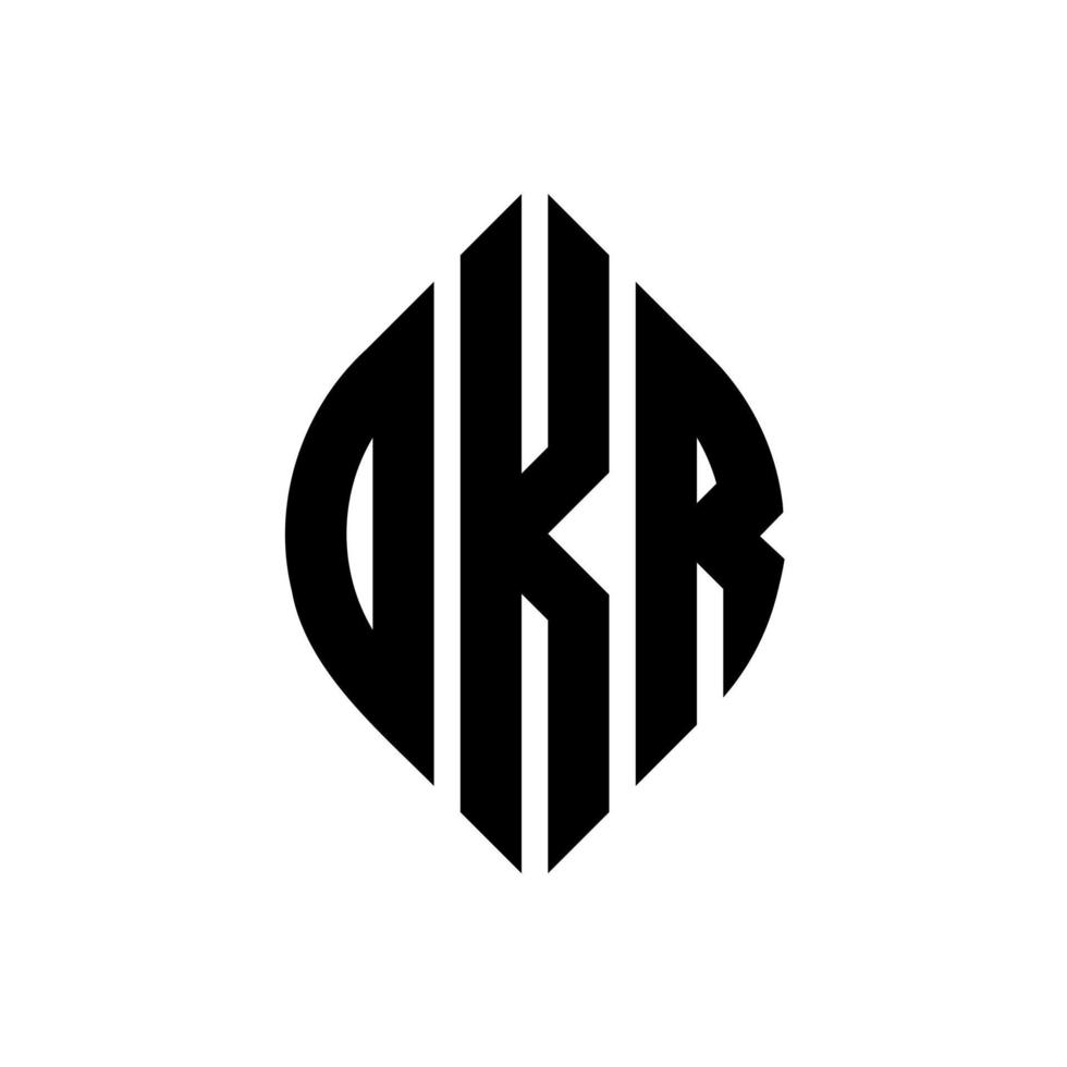 diseño de logotipo de letra de círculo okr con forma de círculo y elipse. okr letras elipses con estilo tipográfico. las tres iniciales forman un logo circular. vector de marca de letra de monograma abstracto del emblema del círculo okr.