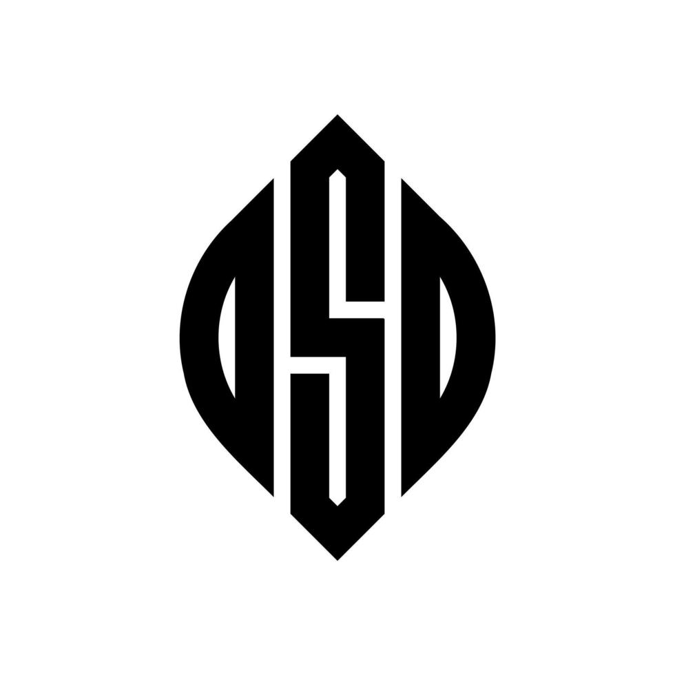 OSD circle letter logo design with circle and ellipse shape. OSD ellipse letters with typographic style. The three initials form a circle logo. OSD Circle Emblem Abstract Monogram Letter Mark Vector. vector