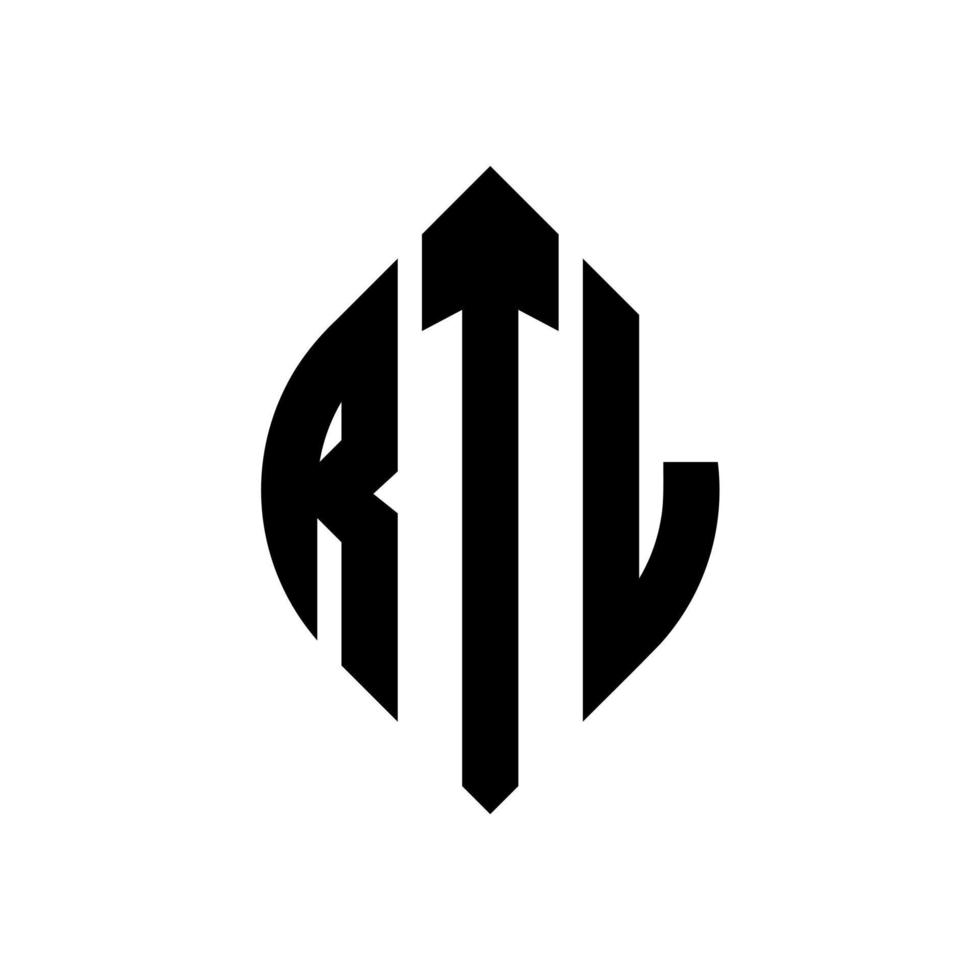 diseño de logotipo de letra de círculo rtl con forma de círculo y elipse. letras de elipse rtl con estilo tipográfico. las tres iniciales forman un logo circular. rtl círculo emblema resumen monograma letra marca vector. vector