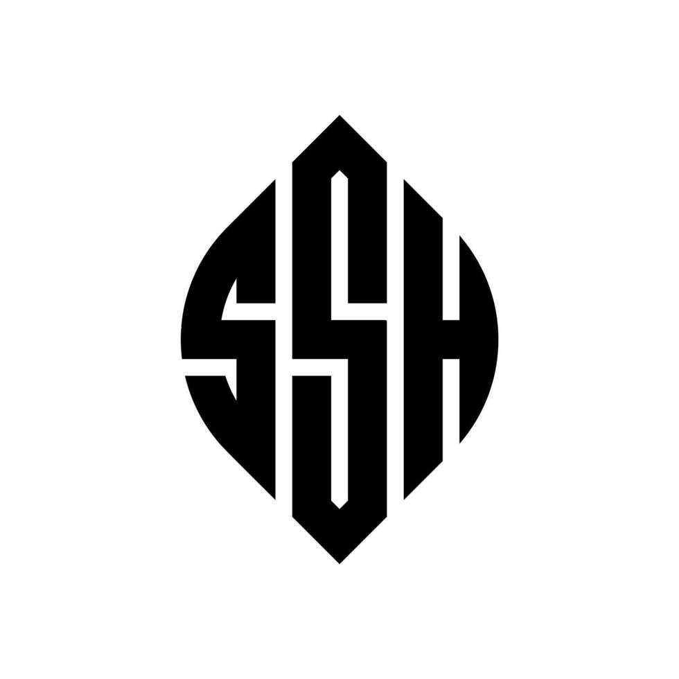 SSH circle letter logo design with circle and ellipse shape. SSH ellipse letters with typographic style. The three initials form a circle logo. SSH Circle Emblem Abstract Monogram Letter Mark Vector. vector