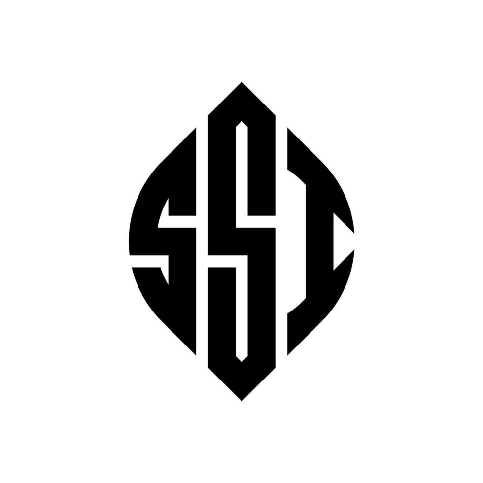 SSI circle letter logo design with circle and ellipse shape. SSI ellipse letters with typographic style. The three initials form a circle logo. SSI Circle Emblem Abstract Monogram Letter Mark Vector. vector