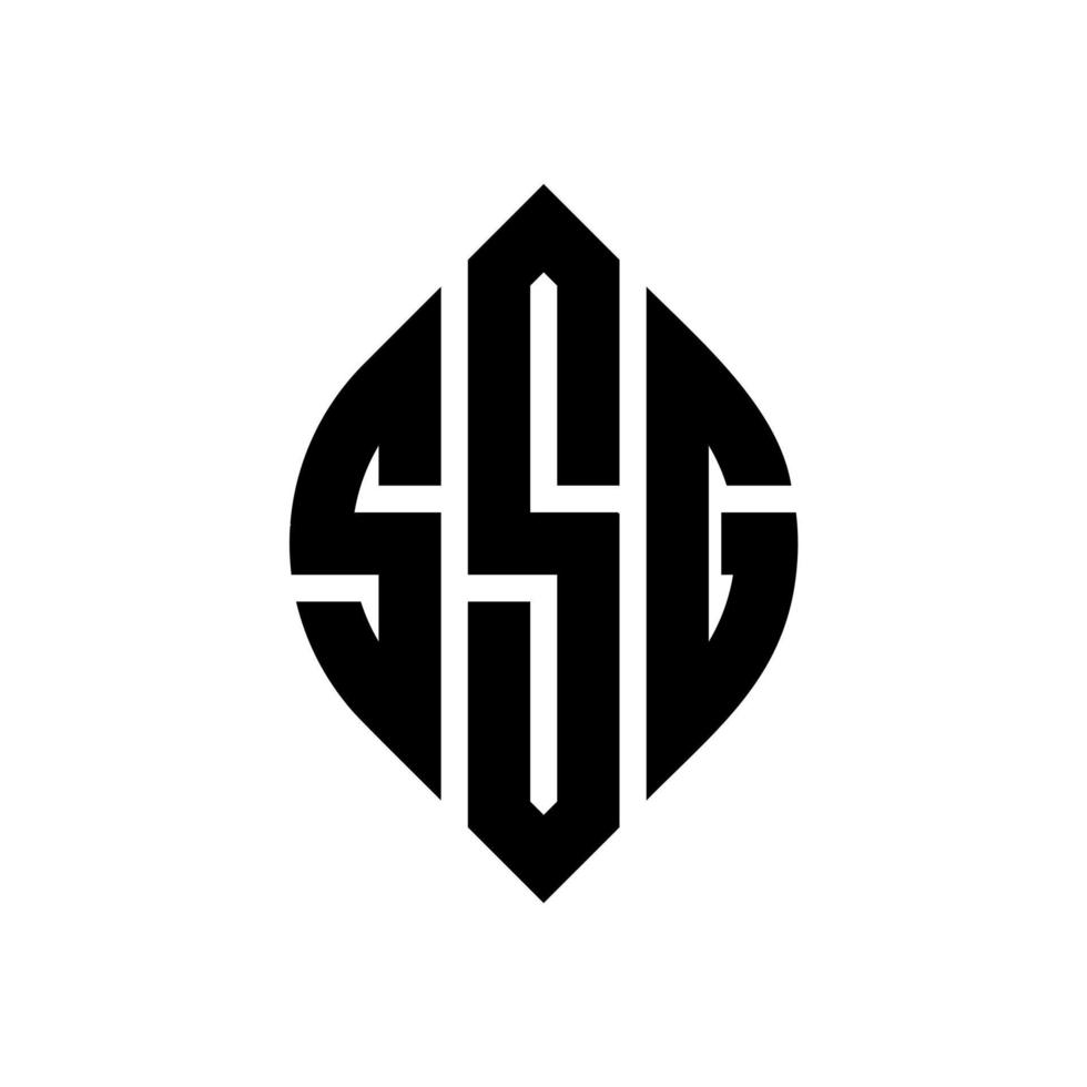 SSG circle letter logo design with circle and ellipse shape. SSG ellipse letters with typographic style. The three initials form a circle logo. SSG Circle Emblem Abstract Monogram Letter Mark Vector. vector