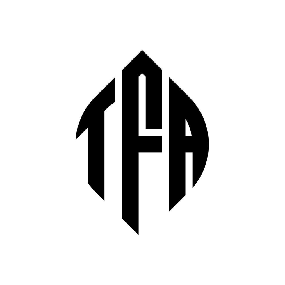 TFA circle letter logo design with circle and ellipse shape. TFA ellipse letters with typographic style. The three initials form a circle logo. TFA Circle Emblem Abstract Monogram Letter Mark Vector. vector