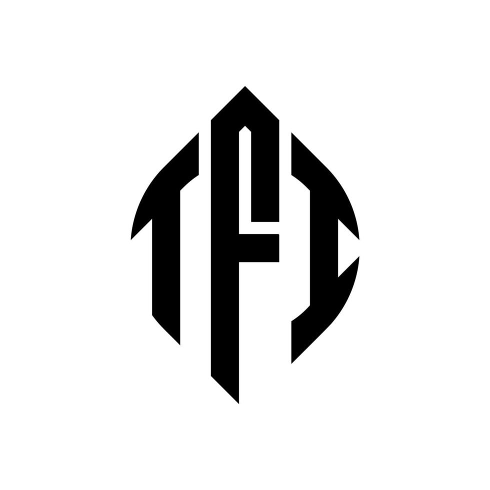 diseño de logotipo de letra de círculo tfi con forma de círculo y elipse. tfi letras elipses con estilo tipográfico. las tres iniciales forman un logo circular. vector de marca de letra de monograma abstracto del emblema del círculo tfi.