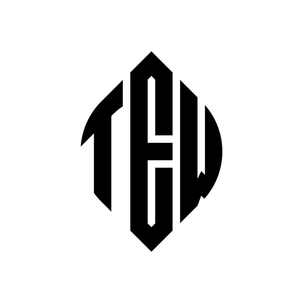TEW circle letter logo design with circle and ellipse shape. TEW ellipse letters with typographic style. The three initials form a circle logo. TEW Circle Emblem Abstract Monogram Letter Mark Vector. vector